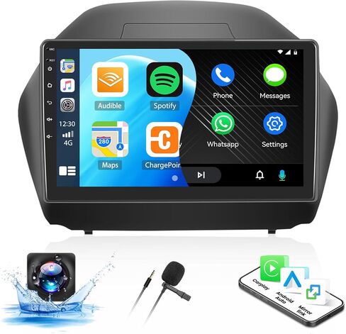 SIXTOP [8-Core 2+64G] Android Car Stereo for Hyundai Tucson IX35 2010-2015 with Carplay Android Auto 59 Theme 10.1 inch Touch Screen Bluetooth 5.0 FM/RDS Network Radio DSP 32EQ AI Voice GPS in Kuwait