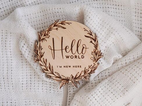 لافتة إعلان ميلاد AXAHUHIVN Hello World لحديثي الولادة، علامة إحصائيات الميلاد، لافتة خشبية باسم Hello World Baby، لوحة إعلان ميلاد خشبية "Hello World" أكريليك أبيض غير لامع (6) in Saudi Arabia