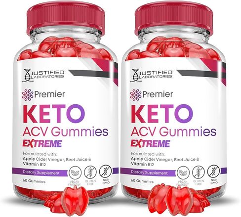 Justified Laboratories Premier Keto ACV Gummies Extreme 2000MG Premier Keto Gummies Apple Cider Vinegar Formulated with Pomegranate Beet Juice Powder B12 Vegan Non GMO 60 Gummys in Kuwait