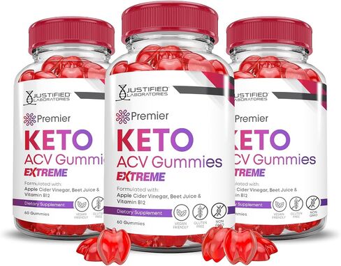 Justified Laboratories Premier Keto ACV Gummies Extreme 2000MG Premier Keto Gummies Apple Cider Vinegar Formulated with Pomegranate Beet Juice Powder B12 Vegan Non GMO 60 Gummys in Kuwait