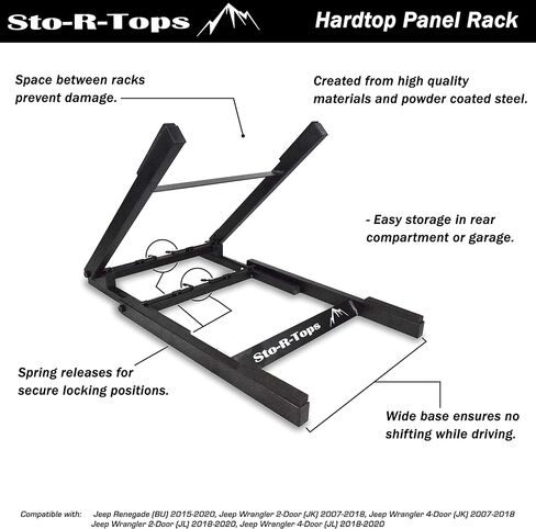 STO-R-Tops- Hardtop Panel 3-in-1 Storage Rack for Jeep Wrangler (2-Door & 4-Door), Ford Bronco 2022 (Raptor & Everglades) & Renegade Freedom Sunroof T Top SRT in Saudi Arabia