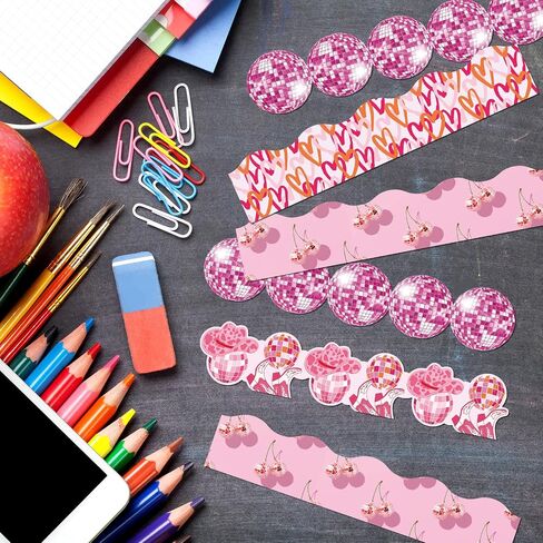 80 PCS 91.8 FT Smile Face Classroom Bulletin Boards Borders Clotulful Smile Rainbow Light Light Border Self Reshensive Ridders Decorations Decorts for School Blackboard Chalking Decor in Kuwait