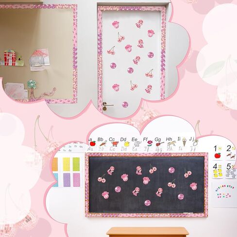 80 PCS 91.8 FT Smile Face Classroom Bulletin Boards Borders Clotulful Smile Rainbow Light Light Border Self Reshensive Ridders Decorations Decorts for School Blackboard Chalking Decor in Kuwait