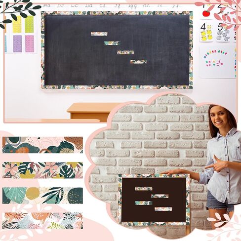 80 PCS 91.8 FT Smile Face Classroom Bulletin Boards Borders Clotulful Smile Rainbow Light Light Border Self Reshensive Ridders Decorations Decorts for School Blackboard Chalking Decor in Saudi Arabia