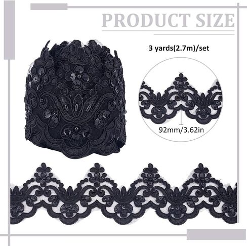 MAYJOYDIY 3 Yards 5inch White Bead Wave Embroidery Lace Trim Vintage Floral Scalloped Lace Ribbon Sparkle Venice Edge Ribbon for Bridal Dress Wedding Party Costume Hat Decoration in Kuwait