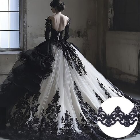 MAYJOYDIY 3 Yards 5inch White Bead Wave Embroidery Lace Trim Vintage Floral Scalloped Lace Ribbon Sparkle Venice Edge Ribbon for Bridal Dress Wedding Party Costume Hat Decoration in Kuwait