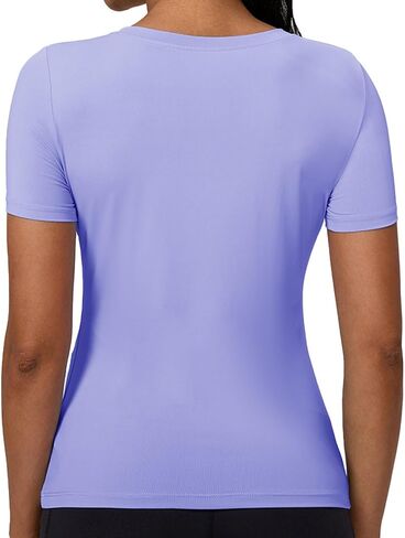 Women's Compression Short Sleeve V Neck Sun Protection Shirt Workout Basic Yoga Gym Tops Moisture Wicking T-Shirts in Saudi Arabia
