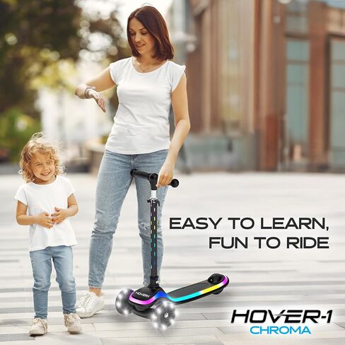 Hover-1 Chroma Folding Kick Scooter for Kids with Multicolor Wheel Lights, 3" Front Wheels, Rear Foot Brake, and 110 LB Weight Capacity in Saudi Arabia