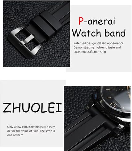 Zhuolei Rubber Watch Band for Panerai Watches مع مشبك ، 22 مم 24 مم 26 مم ناعمة بديلة رات in Kuwait