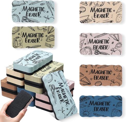 Marspark 12 Pcs Magnetic Whiteboard Dry Erase Erasers for Teachers Morandi Color Dry Erase Whiteboard Cleaning Pads Classroom Prizes Chalkboard Cleansers for School Classroom (Pattern) in Saudi Arabia