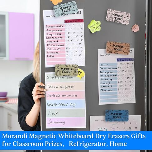 Marspark 12 Pcs Magnetic Whiteboard Dry Erase Erasers for Teachers Morandi Color Dry Erase Whiteboard Cleaning Pads Classroom Prizes Chalkboard Cleansers for School Classroom (Pattern) in Saudi Arabia