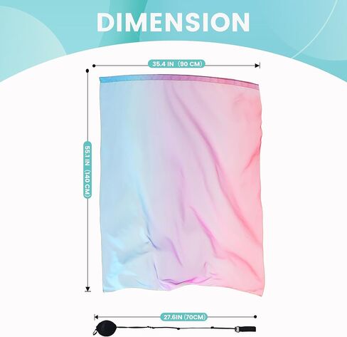 Munafie Elegant Silk Veil Scedf with Poi Ball Silk Poi Flags for Dance و Flow Arts & Worship-55.1x35.4in 9#Red-Purple-Blue in Kuwait