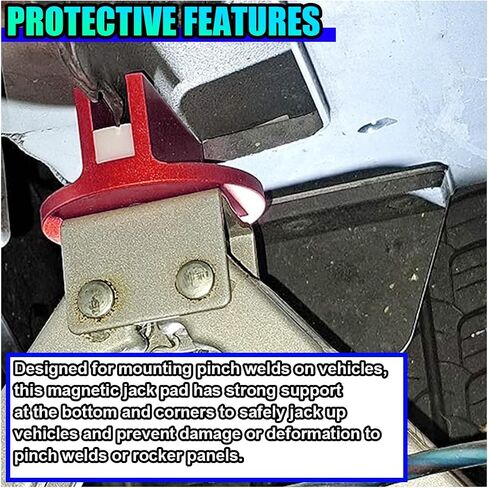 Universal Magnetic Jack Pad, Aluminum 0.37" Width Slotted Puck Pinch Weld Frame Rail Adapter, Automotive Repair Tool Accessory for Most Cars (Red) in Saudi Arabia