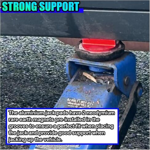 Universal Magnetic Jack Pad, Aluminum 0.37" Width Slotted Puck Pinch Weld Frame Rail Adapter, Automotive Repair Tool Accessory for Most Cars (Red) in Saudi Arabia