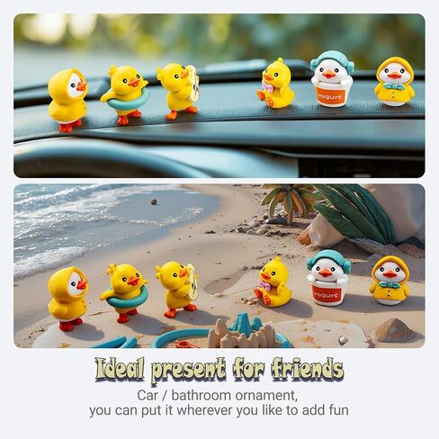 6 PCS Cute Mini Duck Car Accessories Interior Dashboard Decorations, Funny Duckling Home Party Decorations Fairy Garden Landscape Décor Desktop Mini Ornaments in Saudi Arabia