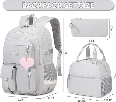 3PCS Backpack For School Women College Middle High Teen Girls Student Bookbag Waterproof Laptop Bag Black Purple in Saudi Arabia