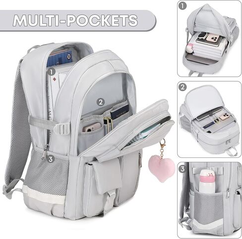 3PCS Backpack For School Women College Middle High Teen Girls Student Bookbag Waterproof Laptop Bag Black Purple in Saudi Arabia