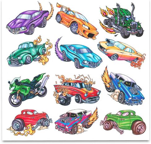 مجموعة حقيبة ظهر Hot Wheels - حزمة مع حقيبة ظهر Deluxe 16 "للسيارة بالإضافة إلى الوشم المؤقتة ، زجاجة ماء ، المزيد | حقيبة ظهر Hot Wheels للأولاد ، الأطفال in Saudi Arabia