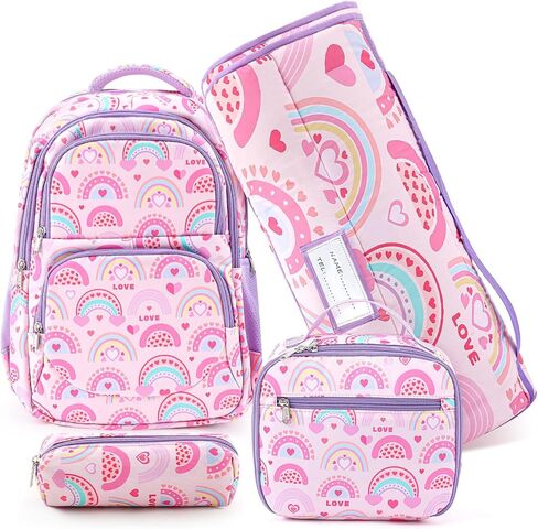 4 Pcs Kids School Backpack Set-with Lunch Bag Pencil Case & Nap Mat Elementary Preschool Kindergarten Supplies Back to School Student Ages 3-12 Boys Girls(Green,Dinosaur) in Saudi Arabia