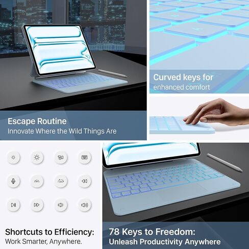 typecase Keyboard Case for 2024 M4 iPad Pro 13,11-Color Backlight,Keyboard Case with Pencil Holder,Bulit-in Trackpad,Easy Set,Black in Kuwait