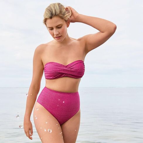 Lands' End Women's Chlorine Resistant Shine High Waisted Bikini Bottoms in Saudi Arabia