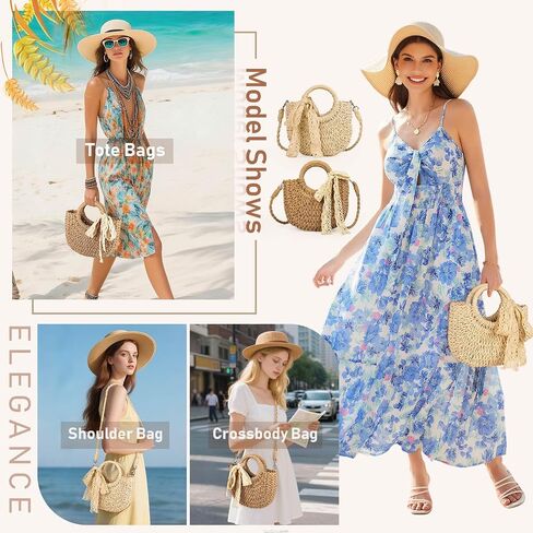 Straw Bag for Women，Small Straw Beach Clutch Purses,Shoulder Crossbody Bag City Walking and Vacation 2025 Bag,handbag in Saudi Arabia