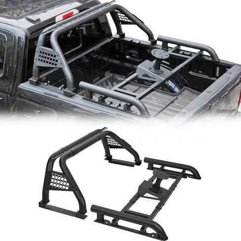 JOYTUTUS Roll Bar with Cargo Basket for Full-Size Truck, Extendable Chase Rack Pickup Sports Bar Compatible with F150, F250, F350, Silverado, Sierra, Ram in Saudi Arabia