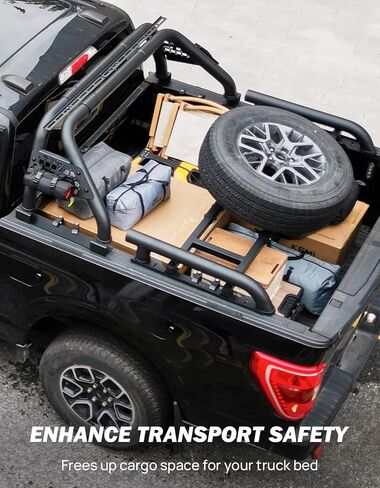 JOYTUTUS Roll Bar with Cargo Basket for Full-Size Truck, Extendable Chase Rack Pickup Sports Bar Compatible with F150, F250, F350, Silverado, Sierra, Ram in Saudi Arabia
