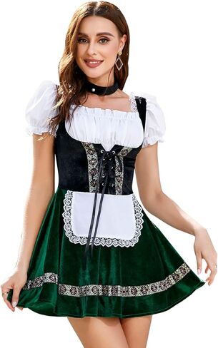 GloryStar Women's German Oktoberfest CostumesTraditional Bavarian Beer Garden Velvet 1 Piece Dirndl Dress in Kuwait