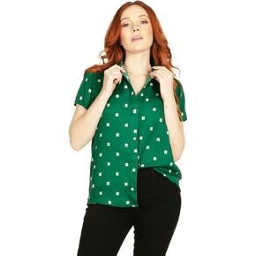 Tipsy Elves St Patrick’s Day Hawaiian Shirts for Women - Casual St. Paddy’s Women’s Short Sleeve Button Down Shirt