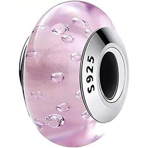 ABAOLA Bubble Murano Glass Charm 925 Sterling Silver Core Fits European Charm Bracelet