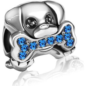 Dog Mom Mother Bone Paw Puppy Charm Birthstone Birthday Crystal Womens Beads Charms for Bracelets Girls Jewelry