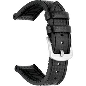Silicone Watch Band 20mm 22mm Carbon Fiber Lightweight Rubber Watch Bands for Men Women Tapered Strap Metal Buckle