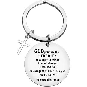 Inspirational Gift Serenity Prayer Keychain God Grant Me the Serenity to Accept the Things I cannot Change Keychain Bible Verse Gifts Religious Jewelry Christian Gifts for Women Men Girls Boys