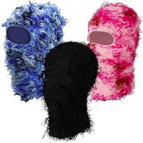 3 Pack Distressed Balaclava Ski Mask, Knitted Full Face Mask Windproof Shiesty Distress Mask Beanie Cap in Kuwait