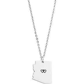 JINGMARUO Stainless Steel State Map Pendant Necklace Country Map Necklace Going Away Gift for Best Friend Traveling Keepsake State Pride