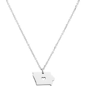 JINGMARUO Stainless Steel State Map Pendant Necklace Country Map Necklace Going Away Gift for Best Friend Traveling Keepsake State Pride in Kuwait