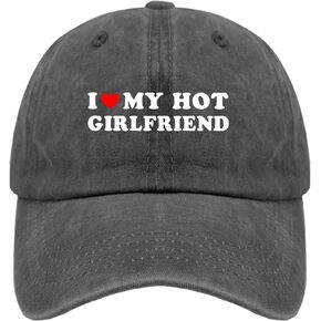I Love My HOT Girlfriend Hats Custom Hats Pigment Black Womens Bucket Hat Gifts for Her Golf Hats