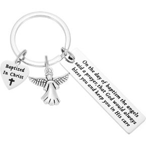 HUTIMY Baptismal Gifts for Adults Keychain Women Teenagers Baptized Men Baptism Keychain
