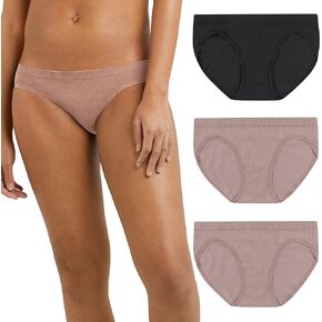 Maidenform Women's Pure Comfort Panty Pack, Seamless Rib Bikini 3-Pack (Retired Colors)