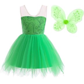 Dressy Daisy Green Fancy Fairy Costume with Butterfly Wings for Toddler and Little Girls Halloween Birthday Party Dress Up