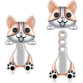 925 Sterling Silver Welsh Corgis Stud Earrings for Women Hypoallergenic Cute 3D Corgy Puppy Ear Studs for Teens Girls Adorable Corgi Dog Animal Earrings Studs Jewelry Gifts for Daughter