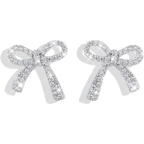 Gold Silver Bow Earrings for Women Sparkly Rhinestone Earrings Bow Stud Earrings Birthday Party Jewelry Christmas Gifts for Women Girls