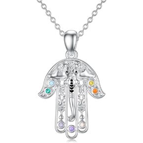 MEIDERBO Protection Necklaces Hamsa/Evil Eye/Lotus Flower/Ankh/Eye of Horus/Elephant/Yin Yang Necklace Amulet Spiritual Jewelry Pendant Gifts for Women Men