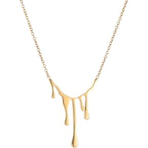 charlinliol 18k Gold Plated Irregular Shape Magma Water-Drop Pendant Chain Necklace For Women Girl Jewelry Gift