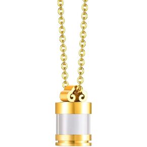 Jude Jewelers Stainless Steel Ash Urn Keepsake Glass Bottle Statement Memorial Loved Ones Pendant Necklace