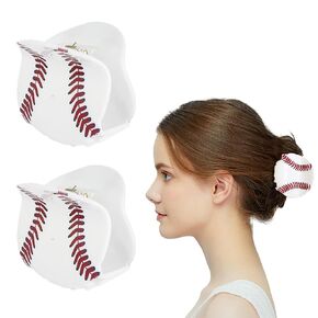 Basketball Hair Claw Clips for Women,2Pcs Medium Size Hair Claw Clips for Thin/Medium Fine Hair Non-Slip Sports Hair Barrettes Strong Hold Jaw Clips Hair Styling Accessories for Women Girls