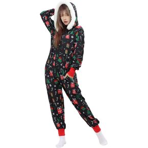 haikyuu Women Christmas Costume Christmas Onesie With Pockets Santa Claus Cosplay Hooded One-Piece Pajamas