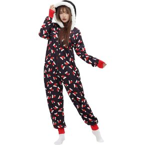 haikyuu Women Christmas Costume Christmas Onesie With Pockets Santa Claus Cosplay Hooded One-Piece Pajamas
