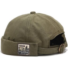 Faringoto Mens Cotton Brimless Skullcap Sailor Cap Rolled Cuff Retro Beanie Hat